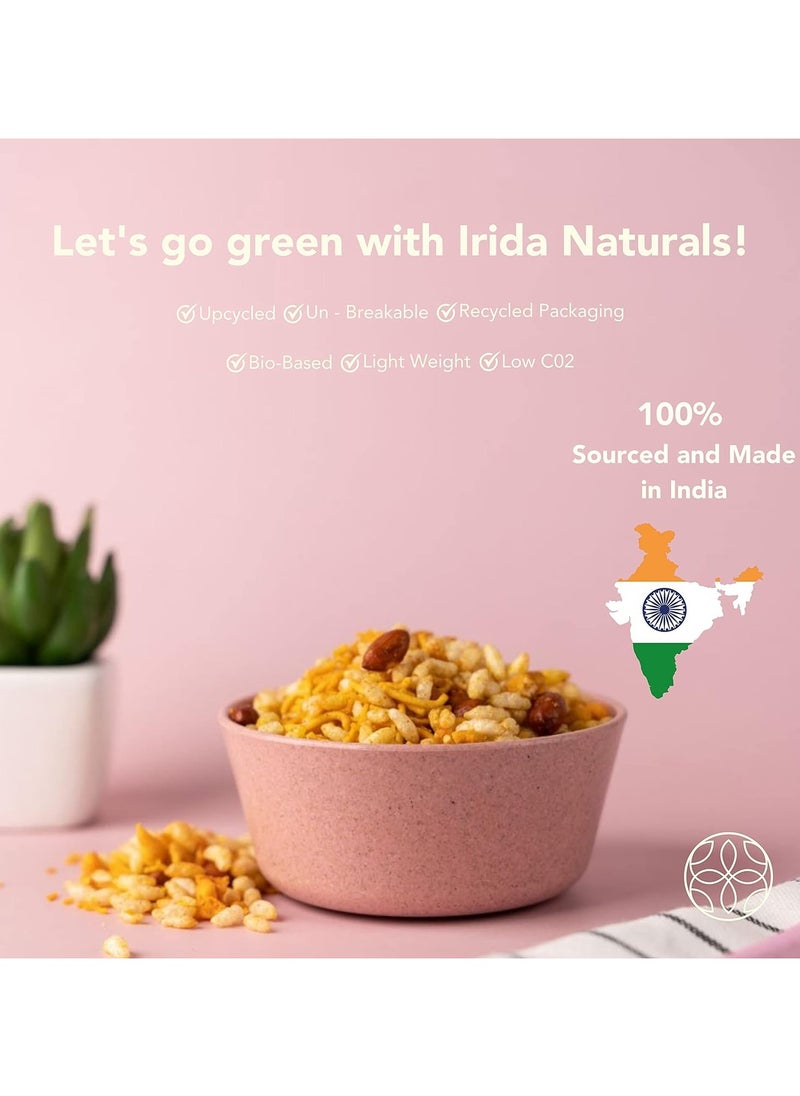 IRIDA NATURALS - Rice Husk Curry Bowls - Pack of 4 | Eco Friendly Unbreakable Microwave Safe | Salad Serving Bowl Set for Snacks, Rice, Soup, Noodles & Mixing, 220 ml - Soft Beige - Image 1