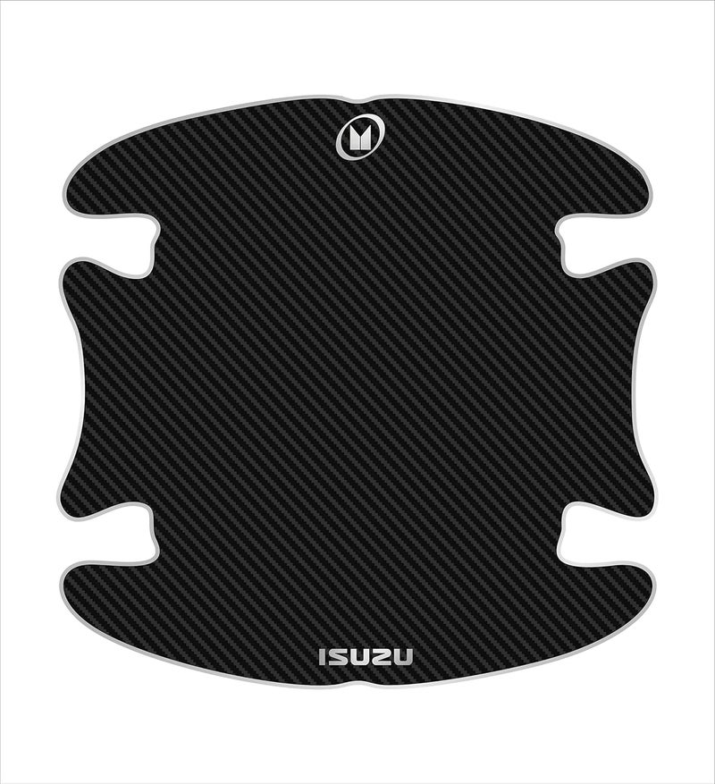 BIG FLAG BFRC 3D Gel Finish Car Door Carbon Fiber Handle Cup Scratch Guard Sticker Universal for Specific Brand (Pack of 4) (MRDRCFVAR) (Isuzu) - Image 1