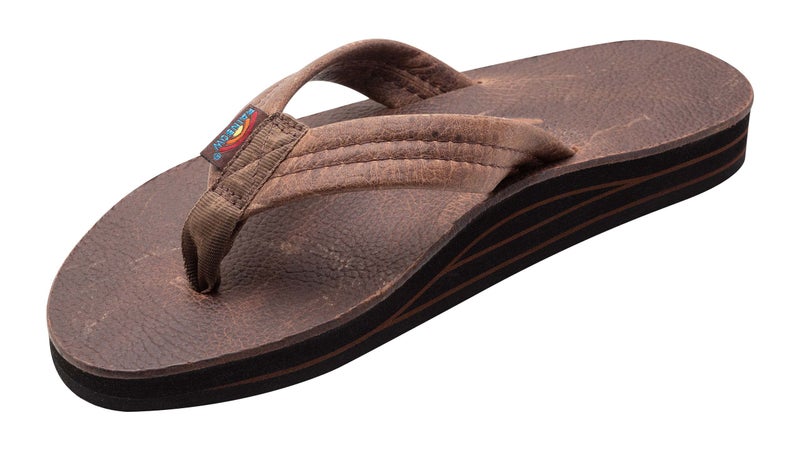 Rainbow Sandals Mens Luxury Leather Double Layer Arch Support with 1 Strap Oak Mens size L 95105