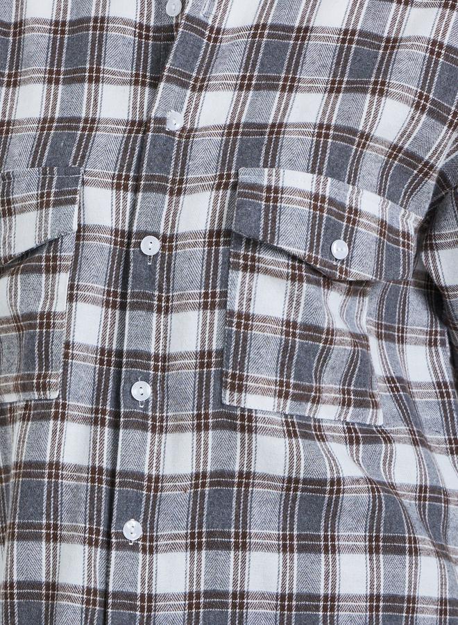 Styli Oversized Checked Print Buttoned Shirt - Image 4