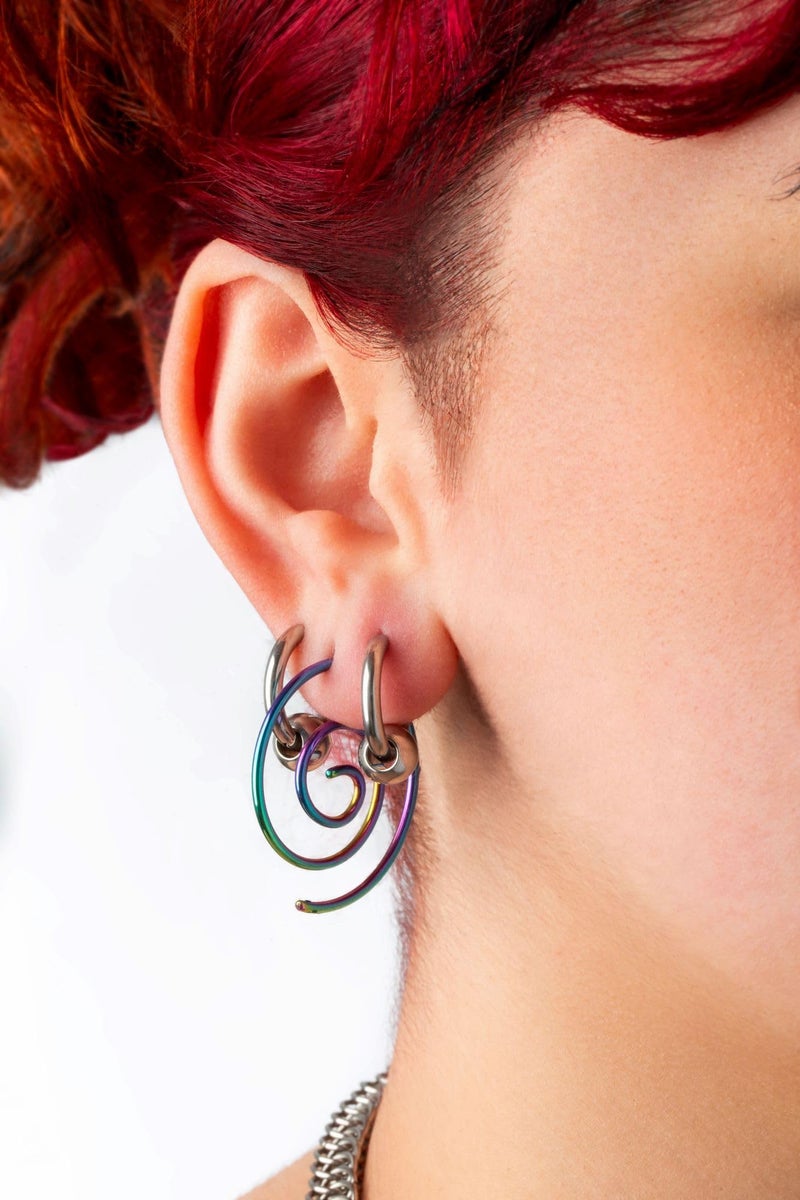 Pierced Owl 14-20GA Stainless Steel Small Spiral Coiled Hoop Earrings, Sold as a Pair (1.6mm (14GA), Silver Tone) - Image 4