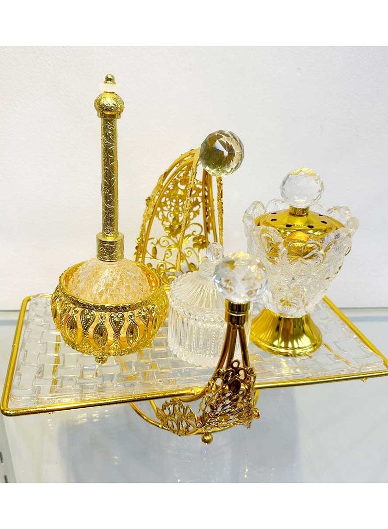 Golden Premium Incense Burner Set for Home Fragrance and Decore- MK235