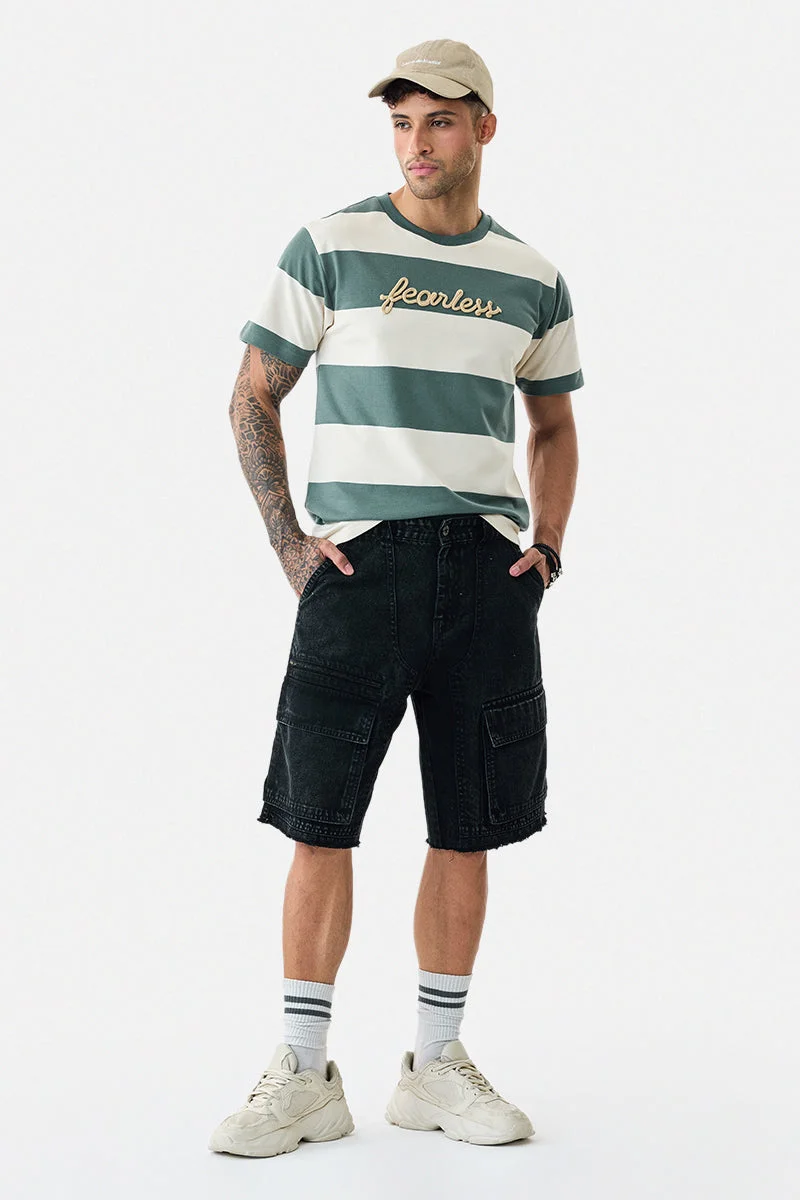 SNITCH Fearless Embroidered Stripes T-Shirt