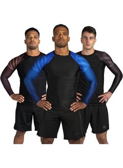 Essential Long Sleeve Compression Shirts For Men | Mma Bjj Athletic Compression Shirt | Men Cross Training Rashguard (2X-Large, Blue)