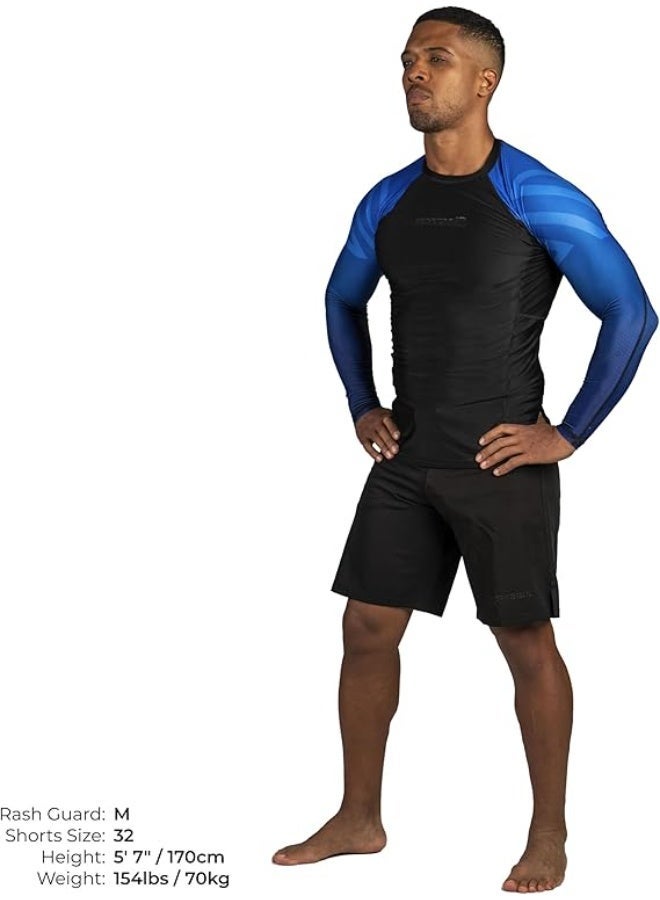 سنابول واقي طفح جلدي ضاغط بأكمام طويلة من سنابول للرجال | قميص تدريب فنون القتال المختلطة والجوجيتسو البرازيلي والمصارعة والمصارعة الحرة | طبقة أساسية بدون جيتسو، أسود/أزرق - Image 5