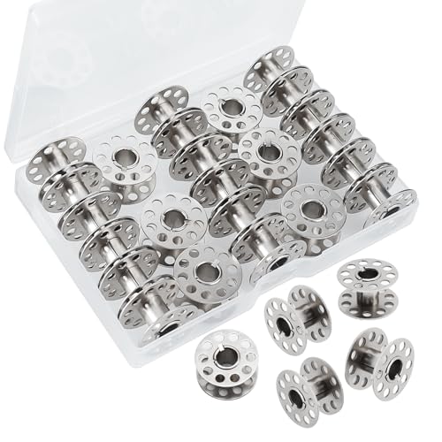 AULLUA Metal Bobbins for Sewing Machine, Universal Sewing Bobbins, Compatible with Singer, Brother, Janome, Bernina, etc. Class 15 Size, Ideal for DIY Sewing, Thread Winding, Quilting, Embroidery（28PCS） - Image 1