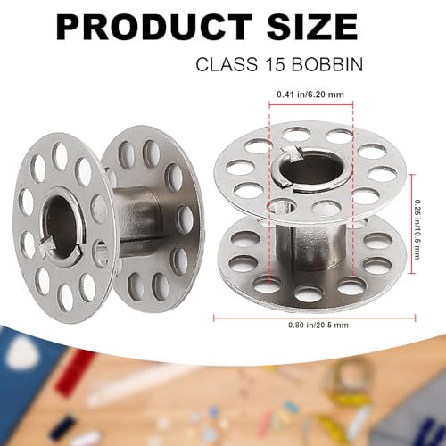AULLUA Metal Bobbins for Sewing Machine, Universal Sewing Bobbins, Compatible with Singer, Brother, Janome, Bernina, etc. Class 15 Size, Ideal for DIY Sewing, Thread Winding, Quilting, Embroidery（28PCS） - Image 2