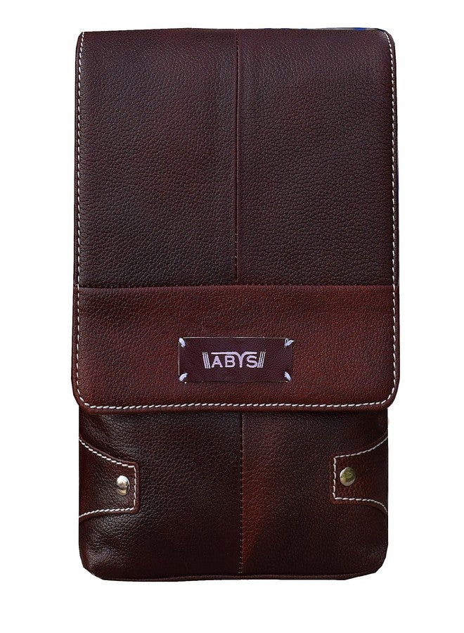 ABYS حقيبة كتف أنيقة من الجلد الطبيعي البني الداكن من ABYS، مناسبة للنساء والرجال، حقيبة كروس بودي للرجال والنساء - Image 1