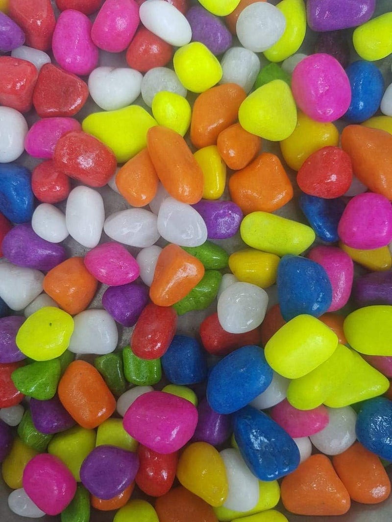 OhhSome 500Gm Multi-Color Mixed Stone Glossy and Decorative Garden Glass Pebbles (Multicolour) [500Gm] C_STONE-3-[500GM] Mixed|Multi|Paint|11E - Image 1
