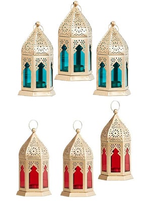 Designer International Designer International Antique Collection Decorative Moksha Hanging LanternLamp with tLight Candle Set of 6 Gold  - Image 1