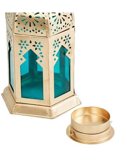 Designer International - Designer International Antique Collection Decorative Moksha Hanging LanternLamp with tLight Candle Set of 6 Gold - Image 1