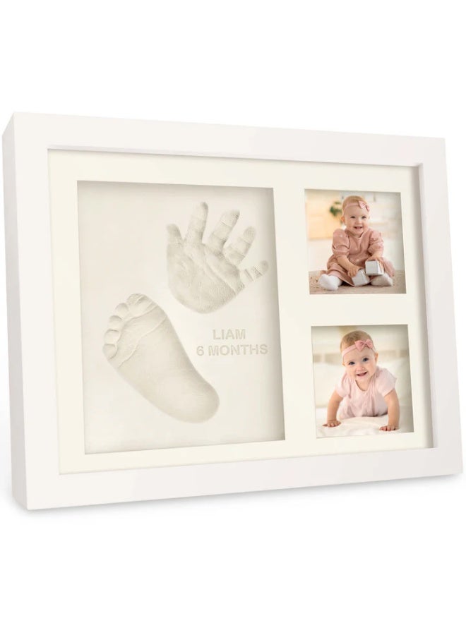 KeaBabies Baby Handprint & Footprint Frame, Nursery Décor, Vintage White - Image 1