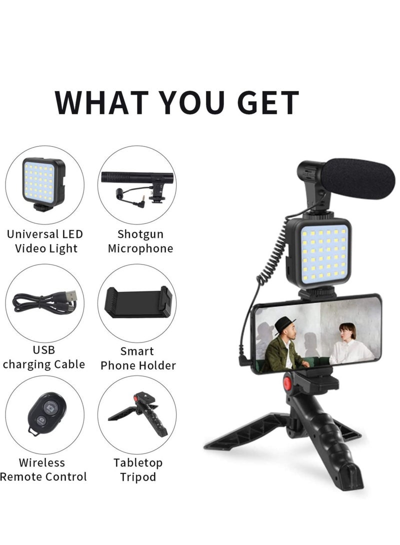 ELTRAZONE Smartphone Vlogging Starter Video Recording Set with Fill Light, Microphone, Tripod and Phone Clip for YouTube/Tiktok/Instagram/Fitness Yoga - Image 4