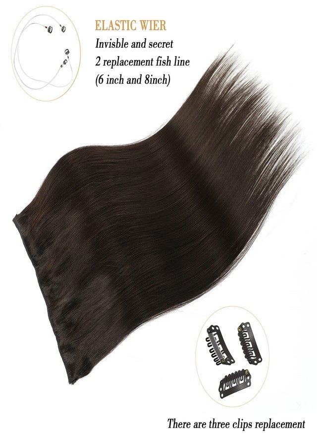Tinashe Wire Hair Extensions Real Human Hair Straight Hair Extensions 20inch Natural Black Invisible Wire Fish Line Straight Human Hair Extensions (20 inch, #1B) - Image 4