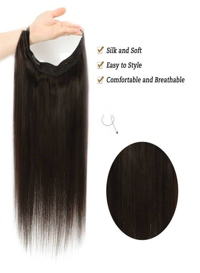 Tinashe Wire Hair Extensions Real Human Hair Straight Hair Extensions 20inch Natural Black Invisible Wire Fish Line Straight Human Hair Extensions (20 inch, #1B) - Image 5