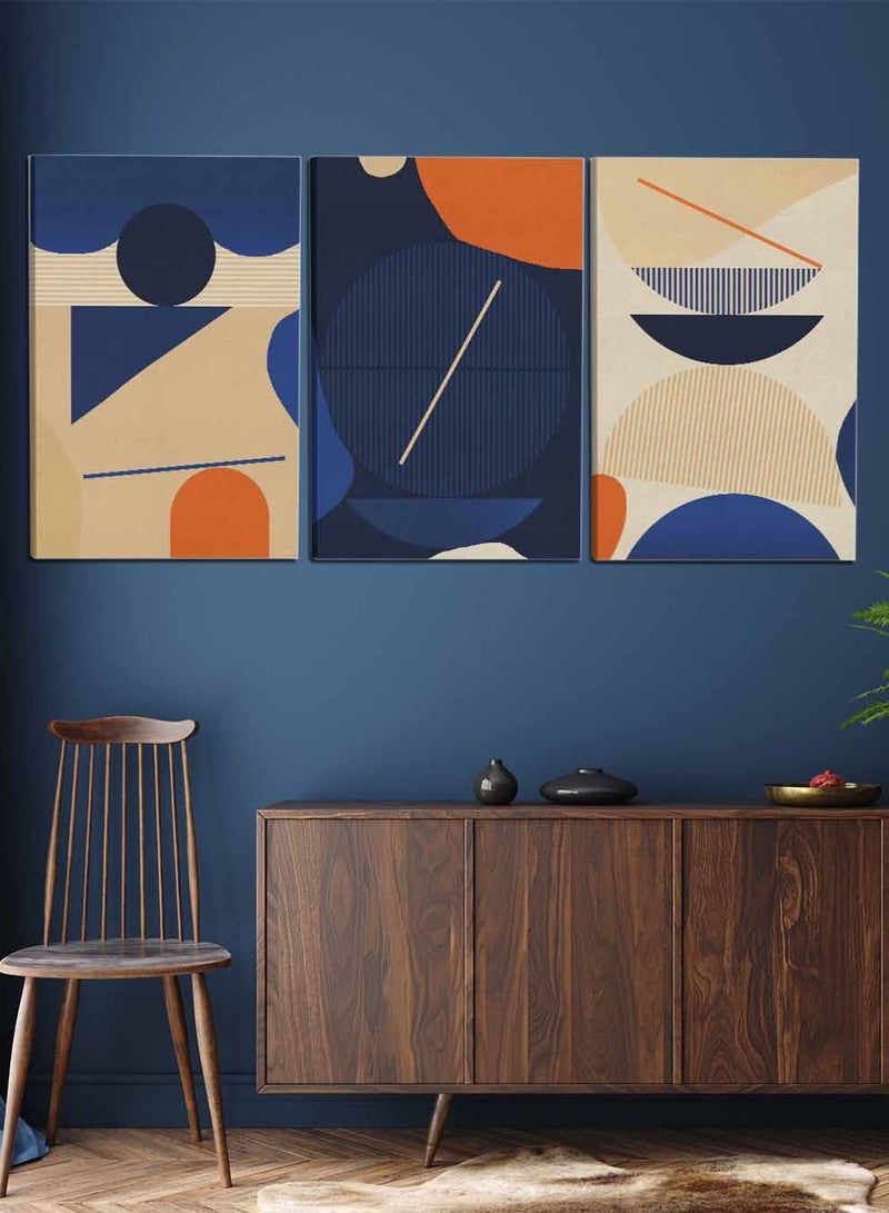 LOWHA Set Of 3 Framed Canvas Wall Arts Stretched Over Wooden Frame, Abstract Artistic Contemporary Paintings, For Home, Living Room, Office Decor  - Image 1