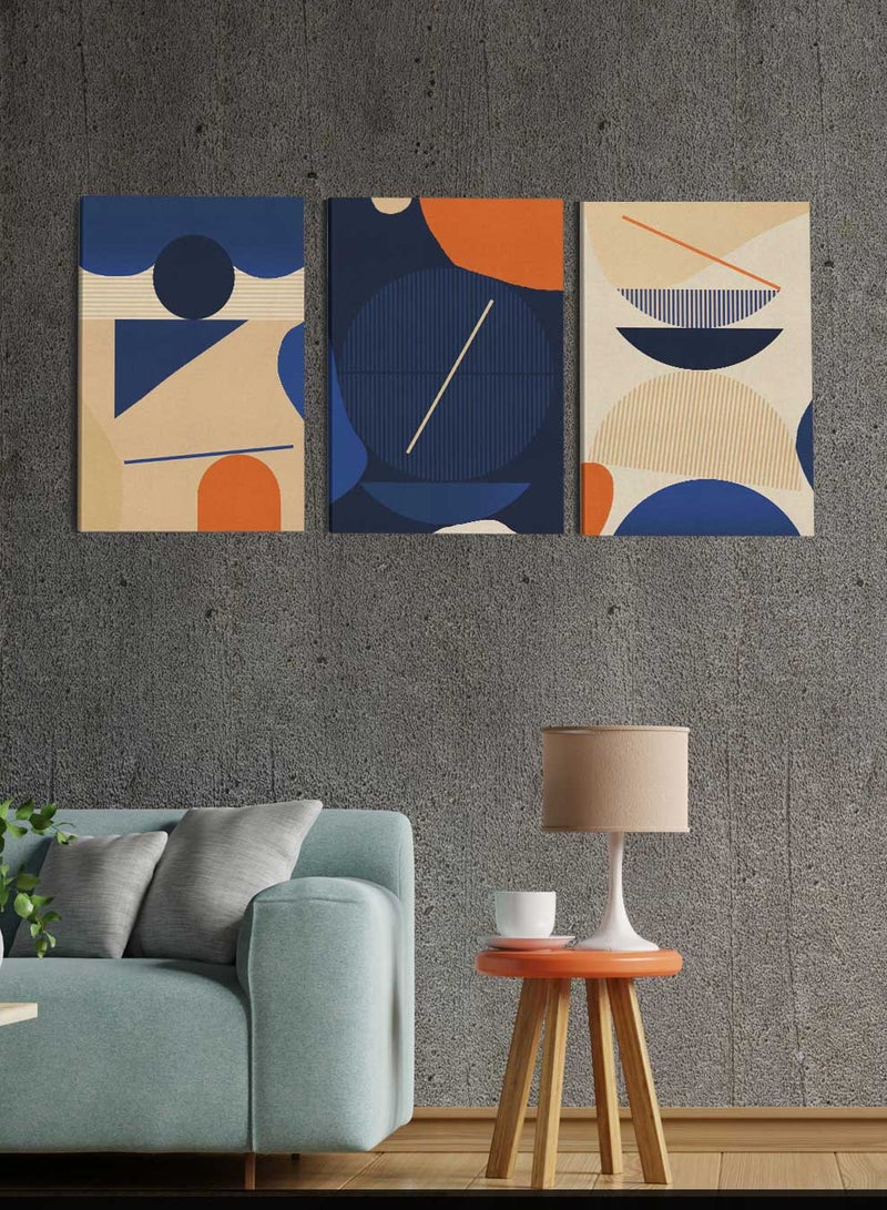 LOWHA Set Of 3 Framed Canvas Wall Arts Stretched Over Wooden Frame, Abstract Artistic Contemporary Paintings, For Home, Living Room, Office Decor  - Image 3