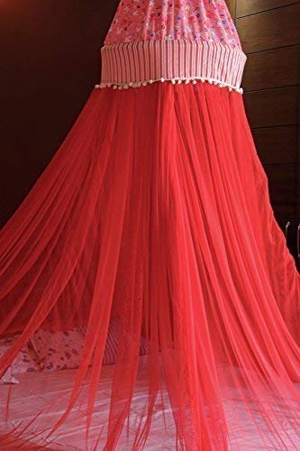 Creative Textiles Ceiling Hanging Mosquito Net I Machardani for Double Bed I Canopy Circular Curtain for Bedroom I Keeps Away Insects and Flies-Red - Image 3