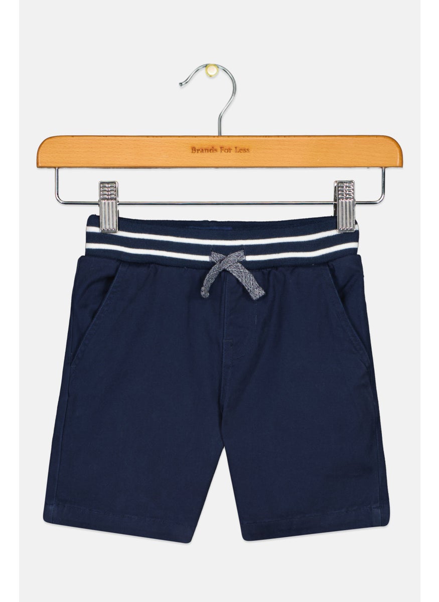 Andy & Evan Toddlers Boy Solid Drawstring Shorts, Navy  - Image 1
