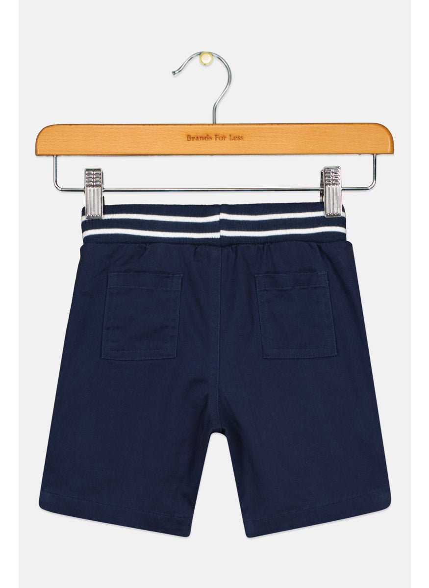 Andy & Evan Toddlers Boy Solid Drawstring Shorts, Navy  - Image 2