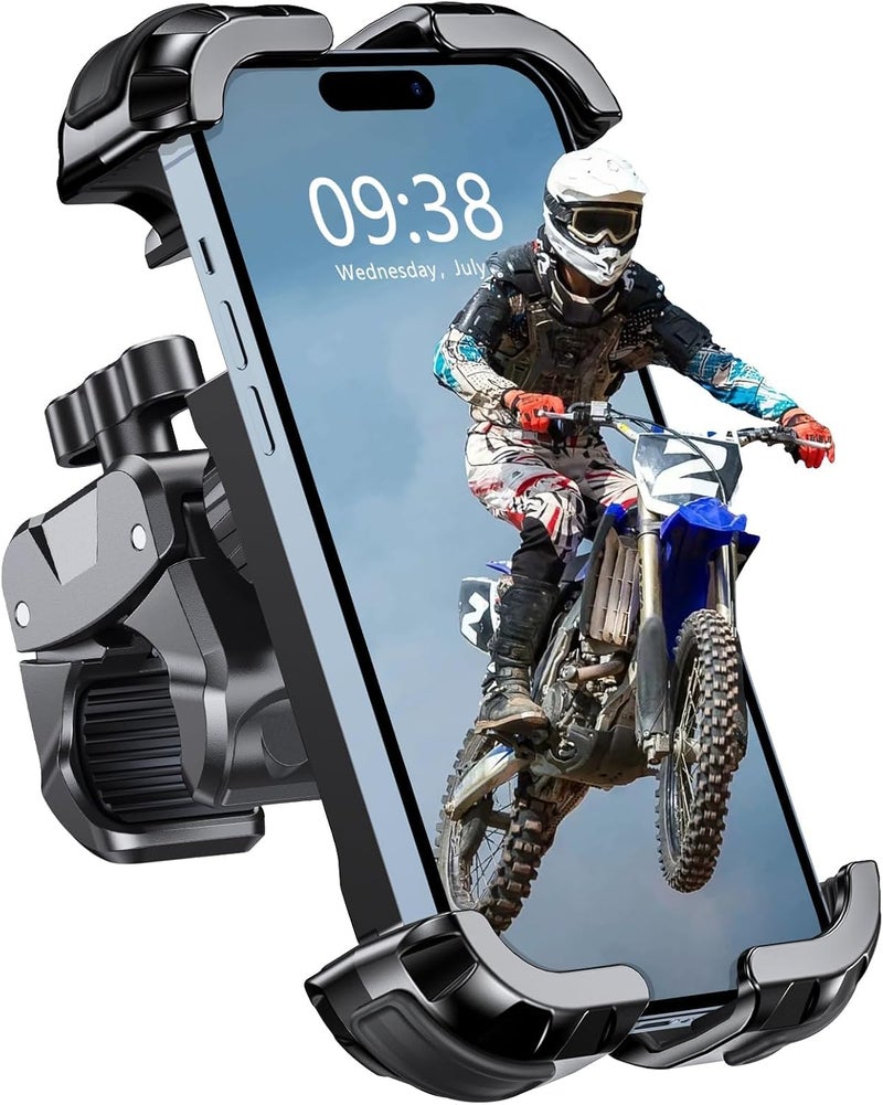 Zewdov 2026 Motorcycle Phone Mount Holder with Quick Install Clamp, Strong Grip & Anti-Drop Bike Phone Holder for Bicycle/ATV/Scooter Handlebar, 1S Security Lock Fits for iPhone/Samsung 4.7-6.8" - Image 1