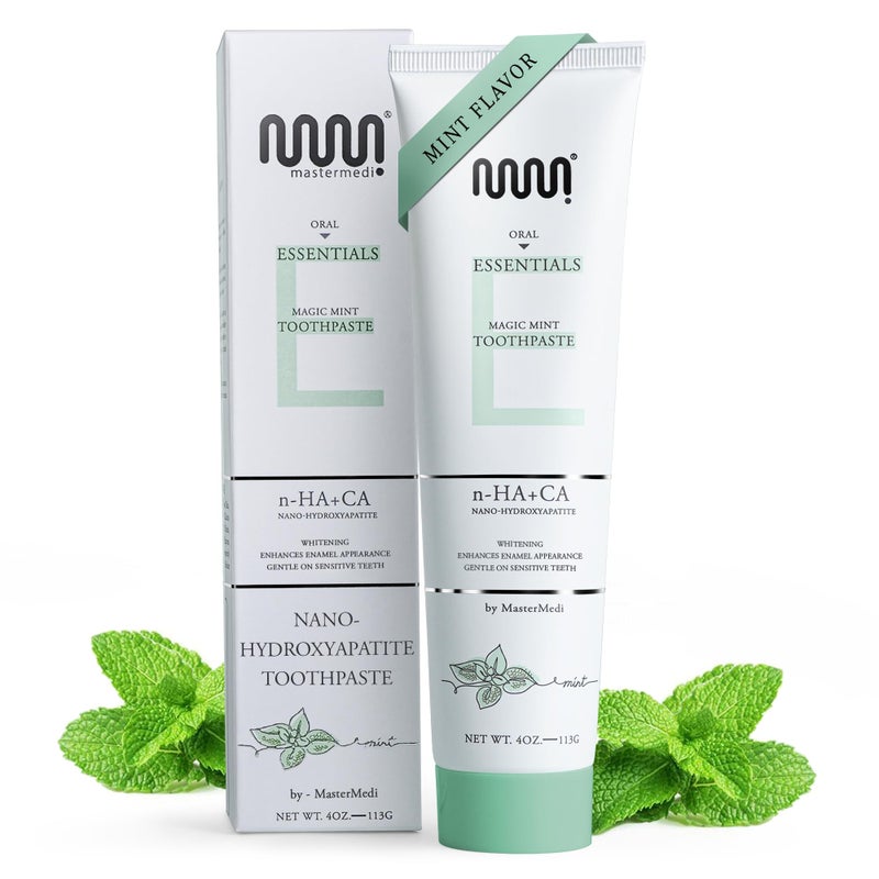 MasterMedi Nano Hydroxyapatite Toothpaste with Xylitol â€“ Fluoride & SLS Free, Remineralizing Formula for Whitening, Sensitive Teeth, Enamel Repair & Strength, Magic Mint, 4 oz (Pack of 1) - Image 1