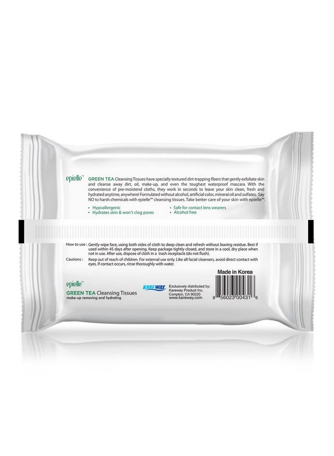 Epielle New Makeup Remover Cleansing Wipes Tissue - Cucumber 30 Count 6 Pack | Gentle for all Skin Types | Daily Facial Cleansing Towelettes | Removes Dirt, Oil, Makeup (Green Tea) - Image 5