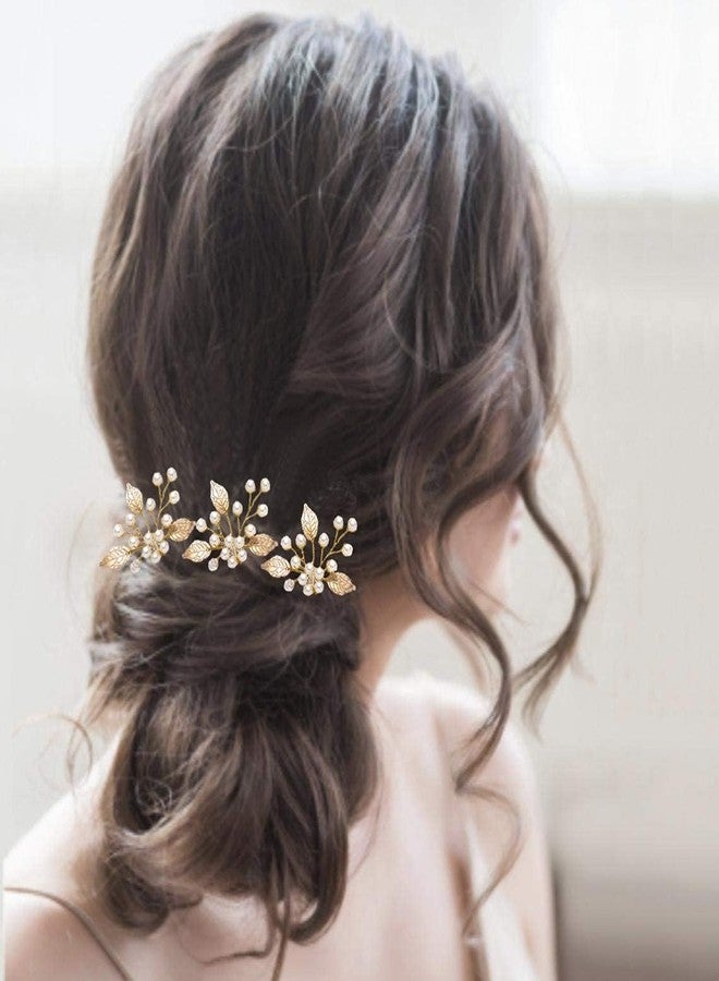 DHANABAPA Pearl Hair Accessories Crystal Beaded Handmade Hair Pins For Brides Bridesmaid Hair Piece Tiara Vine For Hair Decoration, Vintage Floral Design, Perfect for Brides, Bridesmaids - 3 Pcs, Gold. - Image 2