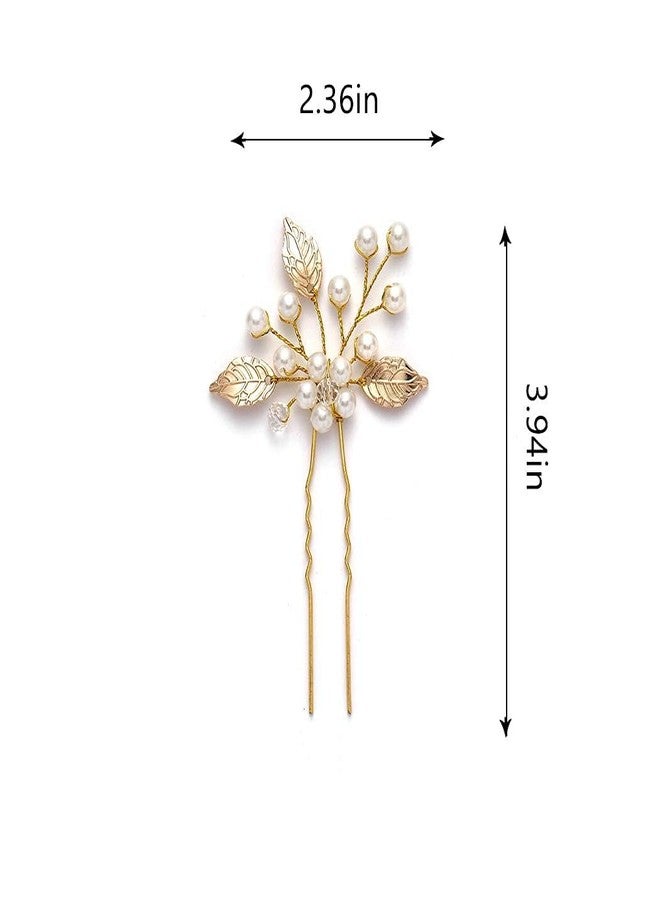 DHANABAPA Pearl Hair Accessories Crystal Beaded Handmade Hair Pins For Brides Bridesmaid Hair Piece Tiara Vine For Hair Decoration, Vintage Floral Design, Perfect for Brides, Bridesmaids - 3 Pcs, Gold. - Image 4