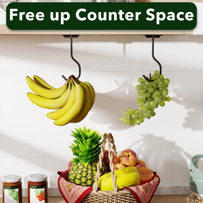 bussdis 2-Pack Self Adhesive Metal Banana Hanger Hook, Under Cabinet Hook For Kitchen Items, Foldable Banana Hook With Magnets - Image 5