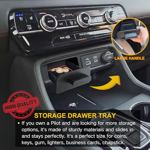 Qlhshop Storage Drawer Tray with Handle for 2026 Honda Passport Trailsport Elite/2025 2024 2023 Honda Pilot Center Console Organizer Accessories Extra Storage (Not for Ridgeline) - Image 2