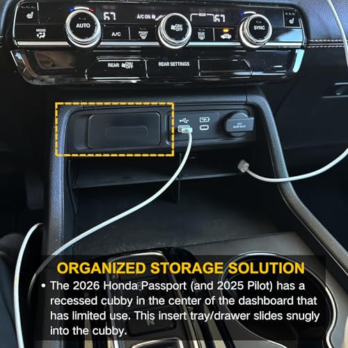 Qlhshop Storage Drawer Tray with Handle for 2026 Honda Passport Trailsport Elite/2025 2024 2023 Honda Pilot Center Console Organizer Accessories Extra Storage (Not for Ridgeline) - Image 4