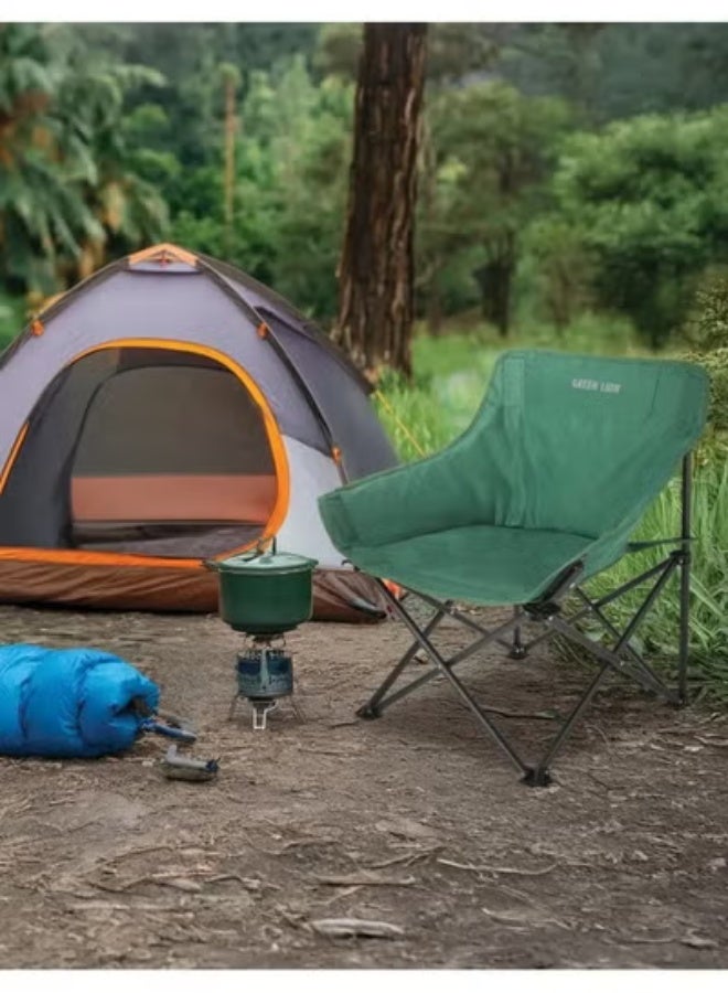 GREEN LION Ranger Foldable Camping Friendly Chair with Side Storage Bag / Steel Frame Material / 600D Oxford Cloth Seat Material / Non-Slip Base / Carry Handle / X-Structure Frame / Lightweight Design - Green - Image 2