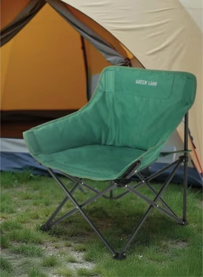 GREEN LION Ranger Foldable Camping Friendly Chair with Side Storage Bag / Steel Frame Material / 600D Oxford Cloth Seat Material / Non-Slip Base / Carry Handle / X-Structure Frame / Lightweight Design - Green - Image 3