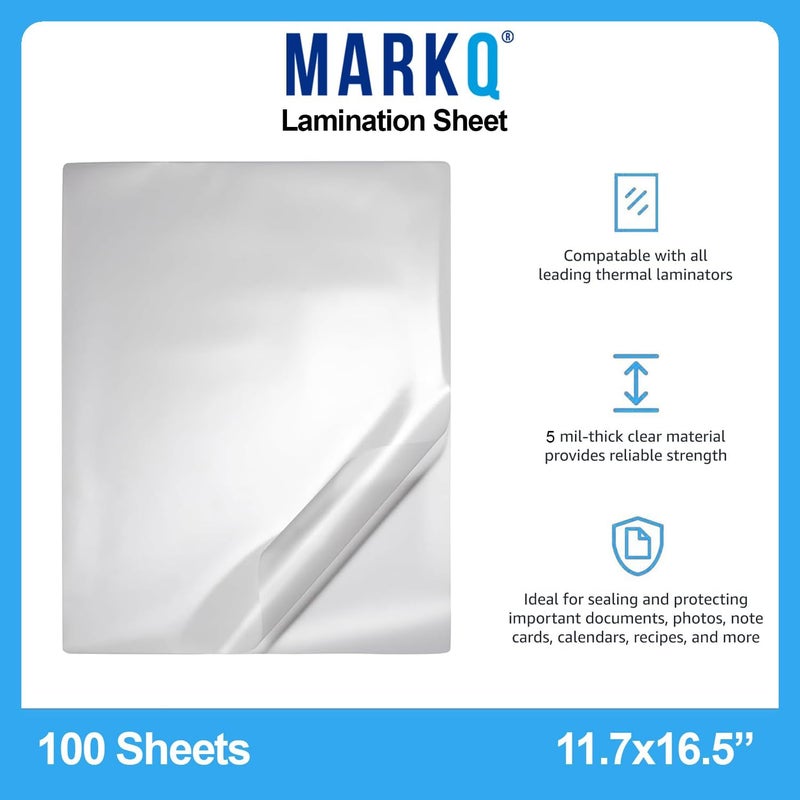 MARKQ Laminating Pouches A3 (297 x 420 mm), 125 Micron Thickness | 100 Sheets Durable Glossy Finish for Professional Document Protection, Certificates & Important Documents, Pack of 100 Sheets - Image 2