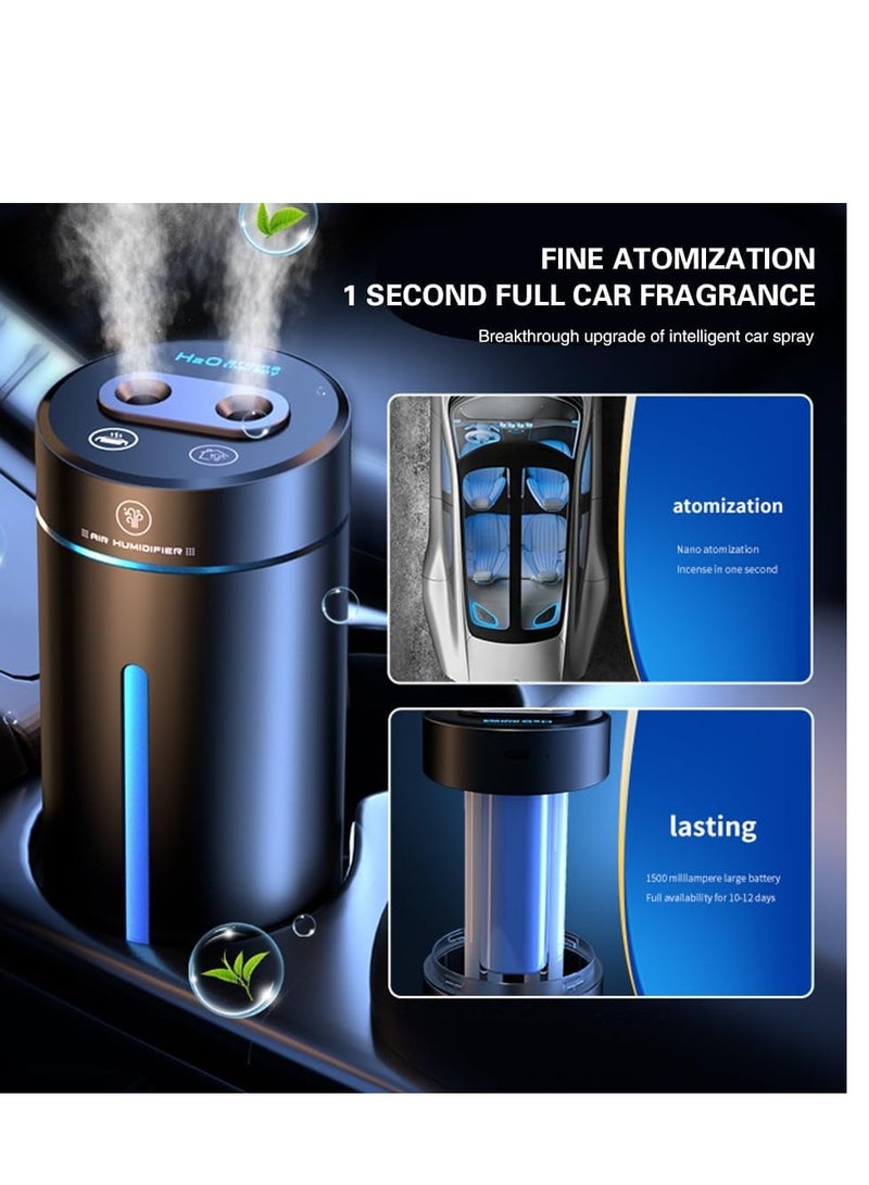 DMG TECH DMG Car Aromatherapy Diffusers for Essential Oils 380ml Mini Humidifier USB Mini Aroma Air Humidifier Mini LED 7 Color Changing Dual Mist Ports AI Smart Start for Car Room Home Office Bedroom - Image 2