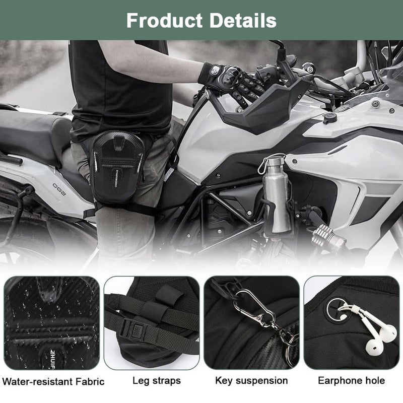 STHIRA® Waterproof Bag For Men Adjustable Thigh Bag With Hard Shell Double Layer Zipper Ride Carrier Secure Storage Waist Pouch For Riding, Biking, Travel, Outdoor, Durable Riding Accessory For Bikers - Image 4