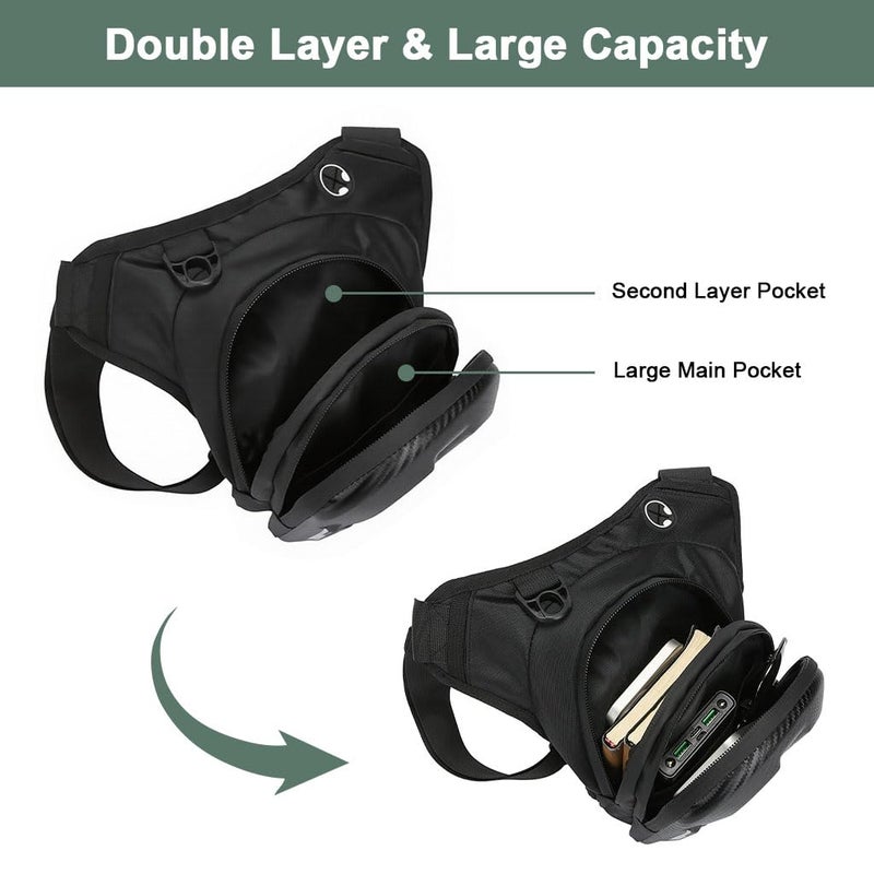 STHIRA® Waterproof Bag For Men Adjustable Thigh Bag With Hard Shell Double Layer Zipper Ride Carrier Secure Storage Waist Pouch For Riding, Biking, Travel, Outdoor, Durable Riding Accessory For Bikers - Image 3
