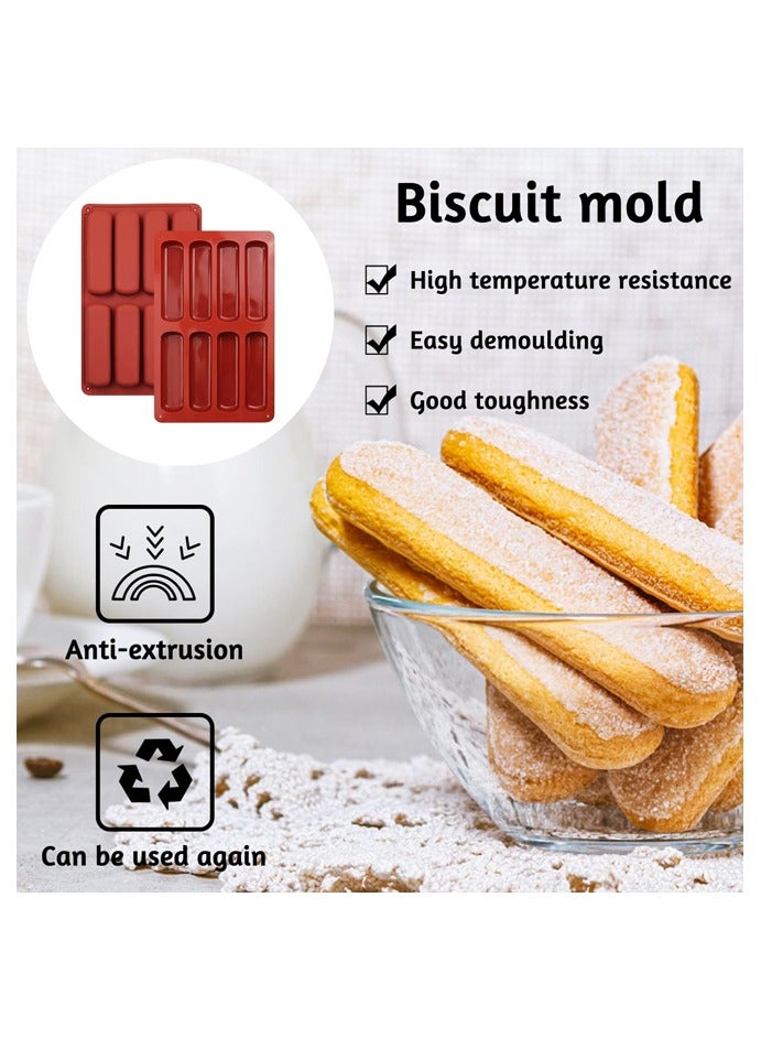 2 PCS Finger Biscuit Silicone Mould, 8 Cavities Cereal Bars Baking Mould, Non-stick Chocolate Bar Mold, for Cnady, Eclair, Bread, Muffin - Image 3