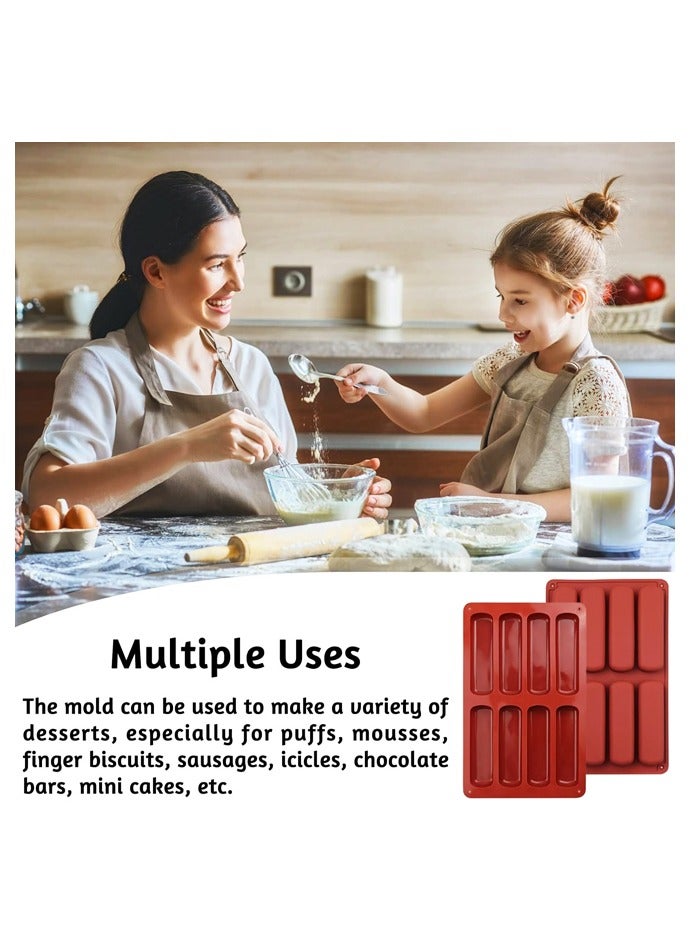 2 PCS Finger Biscuit Silicone Mould, 8 Cavities Cereal Bars Baking Mould, Non-stick Chocolate Bar Mold, for Cnady, Eclair, Bread, Muffin - Image 4