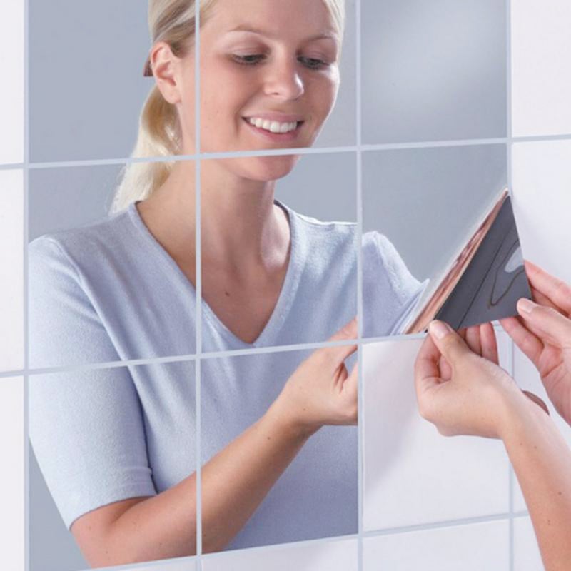 16 pcs 15x15cm DIY Self-adhesive Mirror Wall Sticker Mirror Decal Wall Mirror Decoration ( ) - Image 4