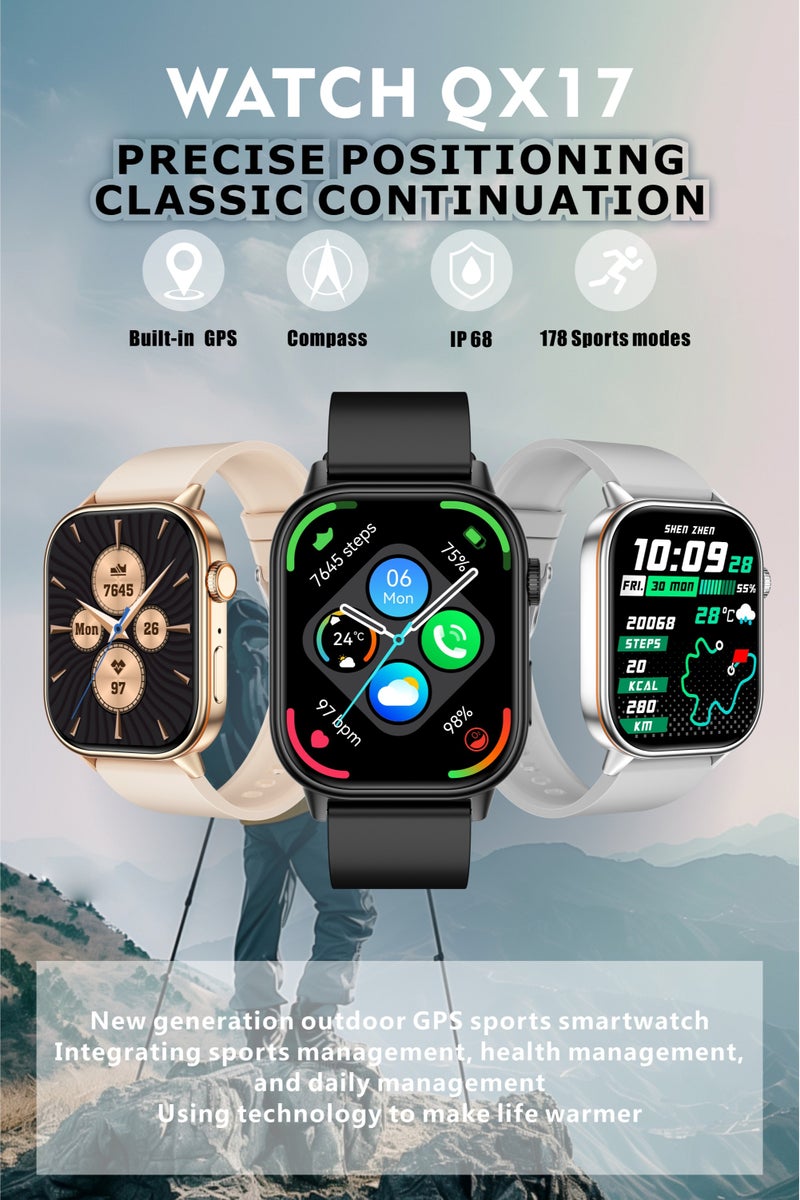Women's Smartwatch, 2.01-Inch HD Full Screen, IP68 Waterproof Fitness Watch, Bluetooth Call (Answer/Make), Heart Rate/Sleep Monitor, GPS Sports Trackers, QX17 Tape Pink - Image 2