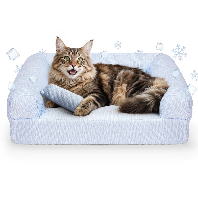 Foamio Round Cat Beds for Indoor Cats, Cat Sofa, Sofa for Small Dogs - Image 1