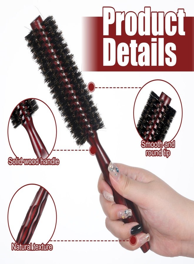 Gtziqa Boar Bristle Round Hair Brush for Blow Drying, 1.8 Inch Round Brush Comb with Wooden Handle, Fluffy Brushes Styling Tools for Straightening Curling Volumizing Detangling, Suitable All Hair Types - Image 2