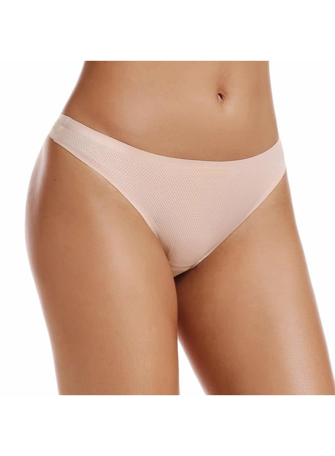 voenxe Seamless Women Underwear Thongs,No Show Ladies Thong,No Line Breathable Comfortable Panties Undies for Women 5-Pack, D-5 Pack Apricot, S - Image 3