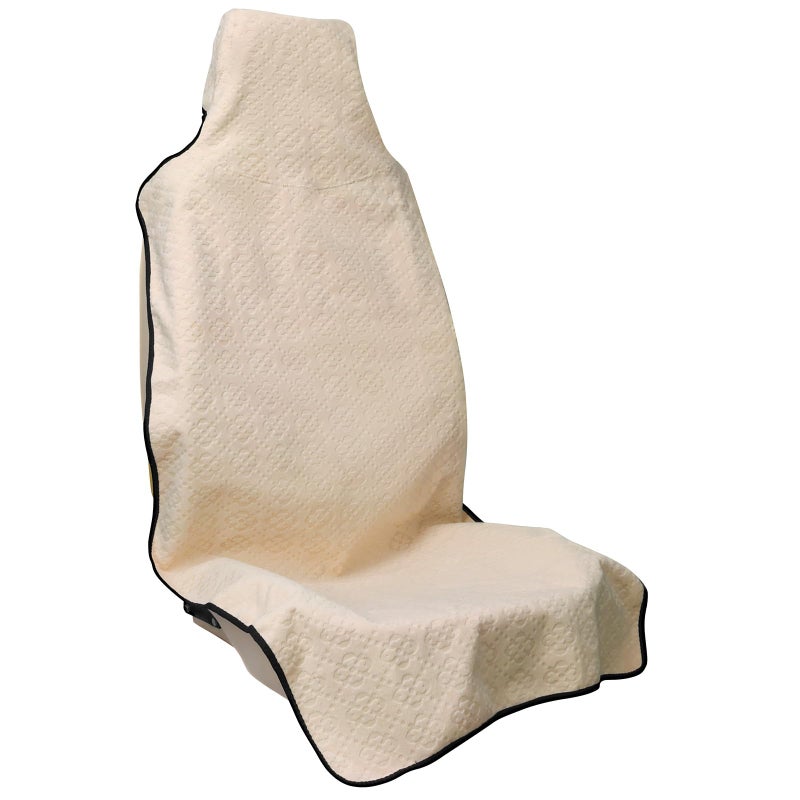 INFANZIA Waterproof Sweat Towel Seat Cover Premium Car Seat Towel Protector for Trucks SUV Jeep Universal NonSlip Bucket Seat Covers for Post Gym Workout Running Swimming Beach Beige 1Pcs - Image 3