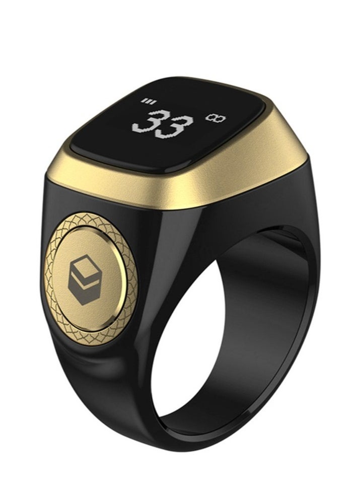 GULFLINK Smart Tasbih Zikr Ring Muslim Prayer Prayer Timing Reminder OLED Display Tasbih Counter Smart Ring Wearable Technology Waterproof - Black(22mm)  - Image 1