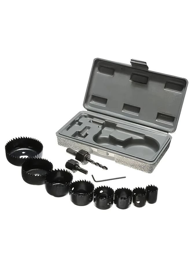 11 قطعة مجموعة مناجل ثقب من الفولاذ الكربوني الأسود بأحجام متعددة لقطع الخشب - Image 1