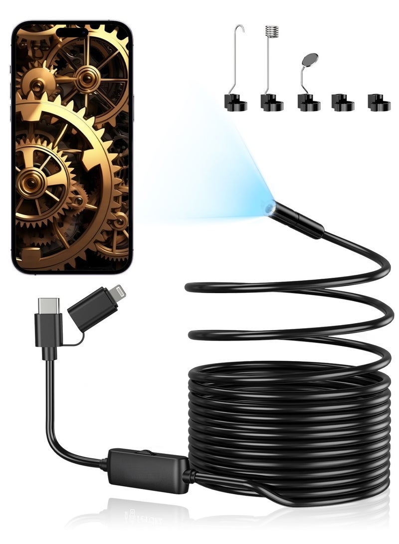 1920P HD Industrial Endoscope Camera with 8 Adjustable LED Lights, 70° Viewing Angle, IP67 Waterproof Borescope, Semi-Rigid Snake Inspection Tool for Automotive, Plumbing & HVAC - Image 1