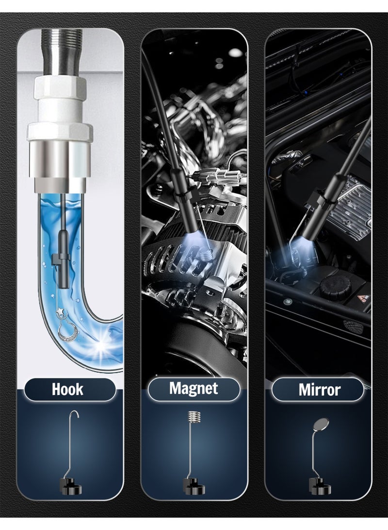 1920P HD Industrial Endoscope Camera with 8 Adjustable LED Lights, 70° Viewing Angle, IP67 Waterproof Borescope, Semi-Rigid Snake Inspection Tool for Automotive, Plumbing & HVAC - Image 2